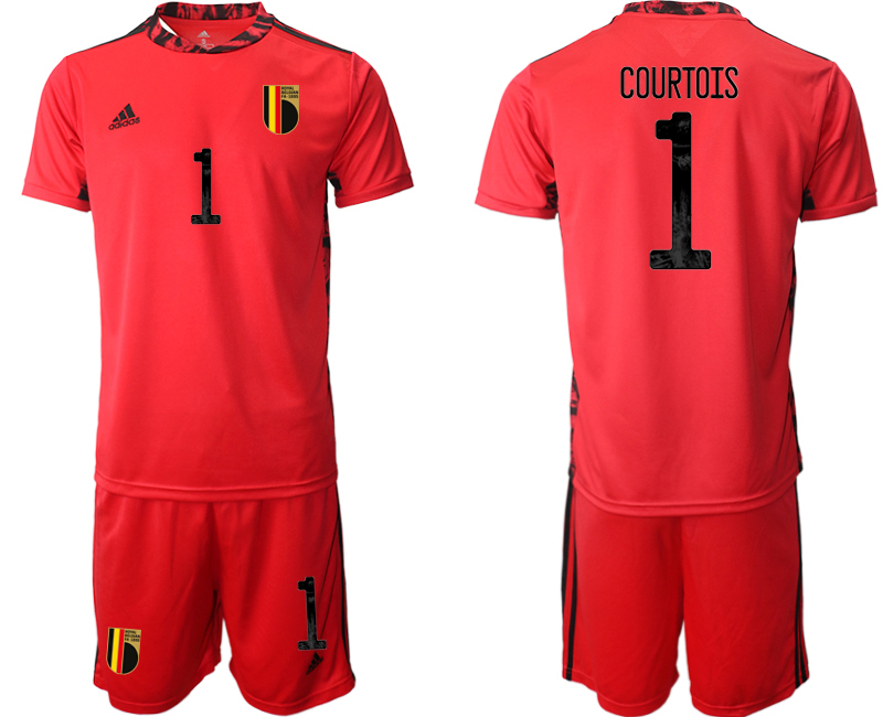 2020-21 Belgium red goalkeeper 1# COURTOIS soccer jerseys