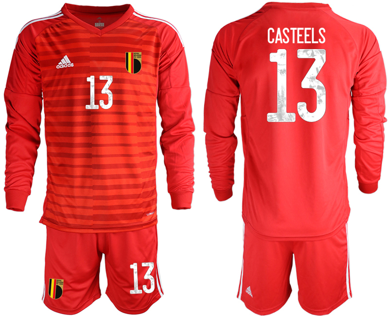 2020-21 Belgium red goalkeeper 13# CASTEELS long sleeve  soccer jerseys