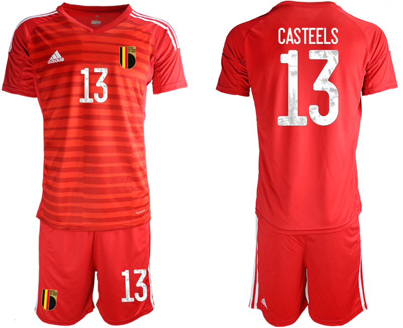 2020-21 Belgium red goalkeeper 13# CASTEELS soccer jerseys.