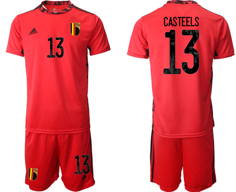 2020-21 Belgium red goalkeeper 13# CASTEELS soccer jerseys