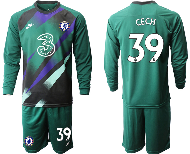 2020-21 Chelsea Dark green goalkeeper 39# CECH long sleeve soccer jerseys