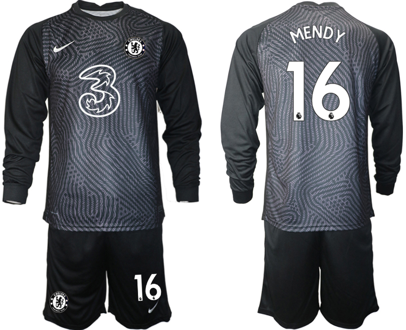 2020-21 Chelsea black goalkeeper 16# MENDY long sleeve soccer jerseys