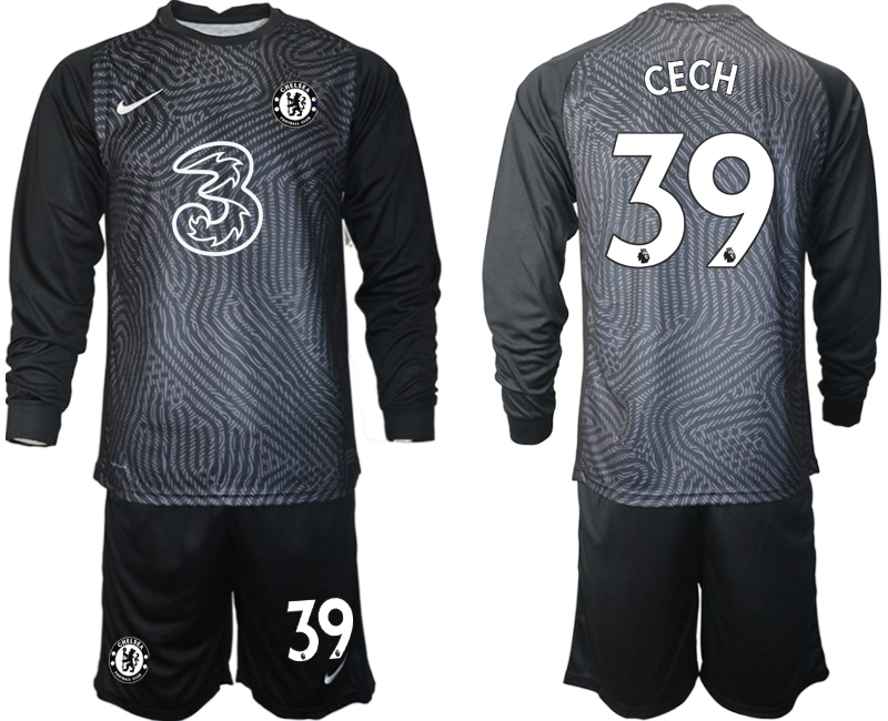 2020-21 Chelsea black goalkeeper 39# CECH long sleeve soccer jerseys