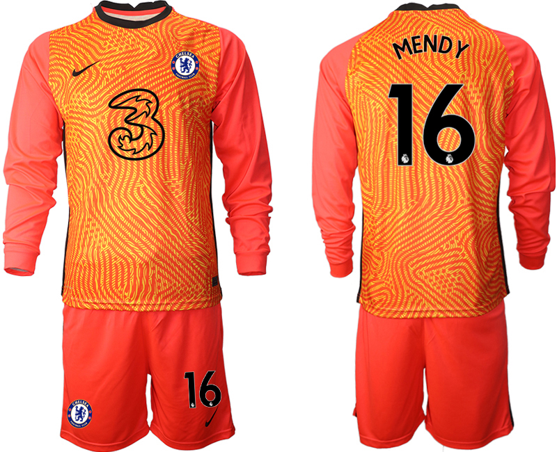 2020-21 Chelsea red goalkeeper 16# MENDY  long sleeve soccer jerseys