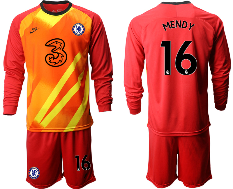 2020-21 Chelsea red goalkeeper 16# MENDY long sleeve soccer jerseys