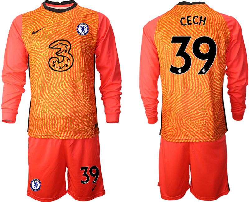 2020-21 Chelsea red goalkeeper 39# CECH  long sleeve soccer jerseys