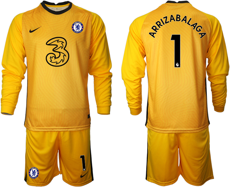 2020-21 Chelsea yellow goalkeeper 1# ARRIZABALAGA long sleeve soccer jerseys