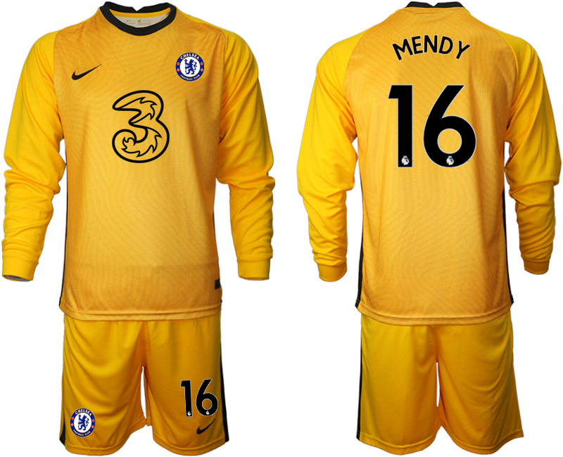 2020-21 Chelsea yellow goalkeeper 16# MENDY long sleeve soccer jerseys