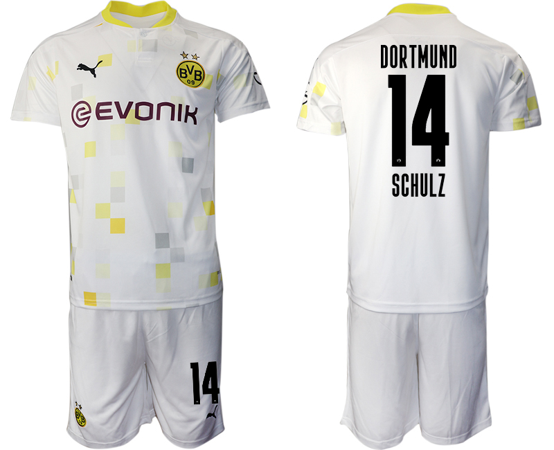 2020-21 Dortmund away 14# SCHULZ white soccer jerseys