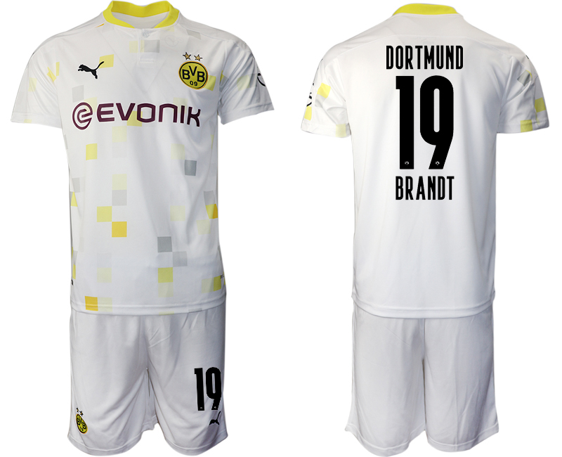 2020-21 Dortmund away 19# BRANDT white soccer jerseys