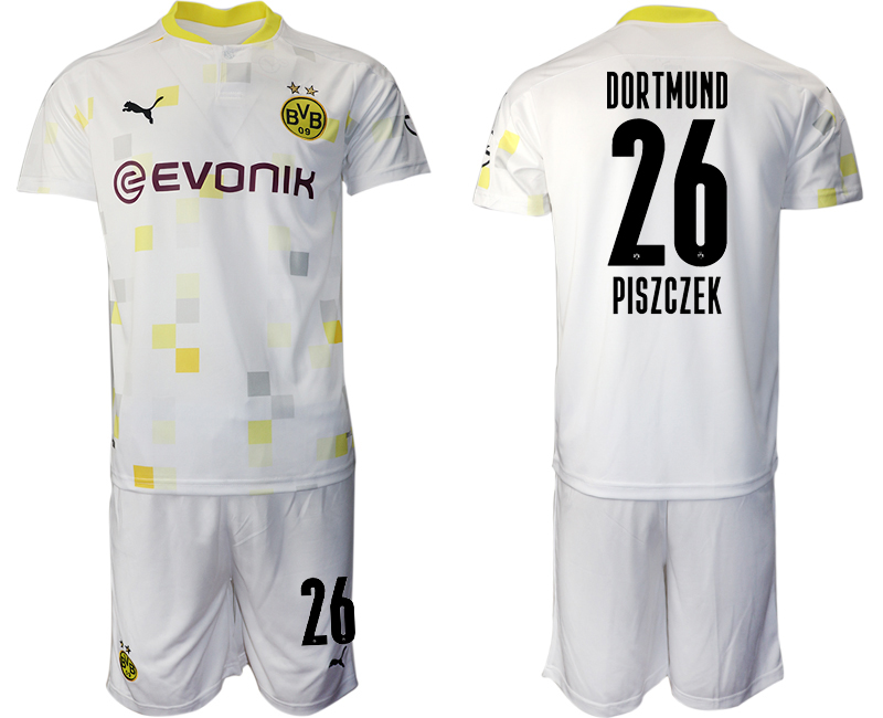 2020-21 Dortmund away 26# PISZCZEK white soccer jerseys