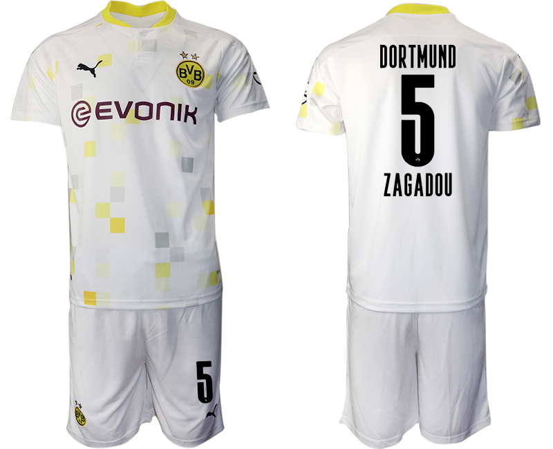 2020-21 Dortmund away 5# ZAGADOU white soccer jerseys