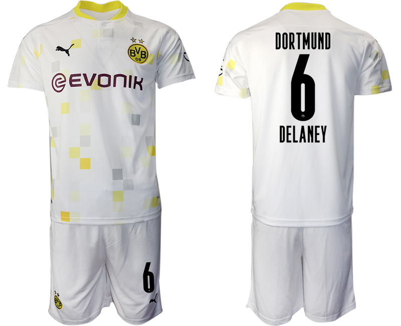 2020-21 Dortmund away 6# DELANEY white soccer jerseys