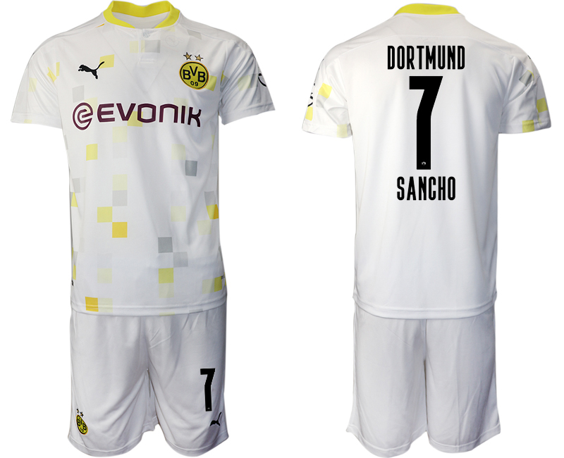 2020-21 Dortmund away 7# SANCHO white soccer jerseys