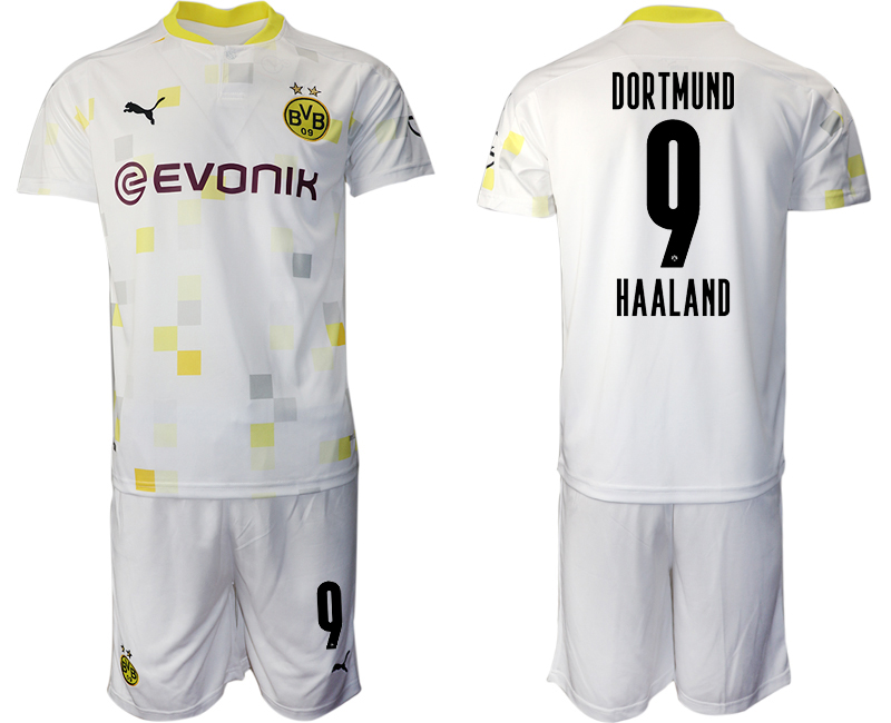 2020-21 Dortmund away 9# HAALAND white soccer jerseys