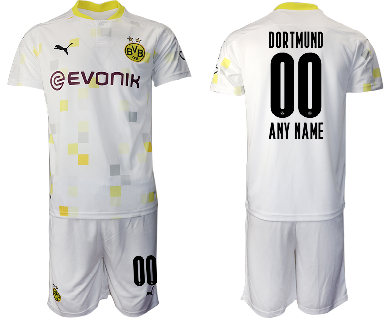 2020-21 Dortmund away any name white custom soccer jerseys