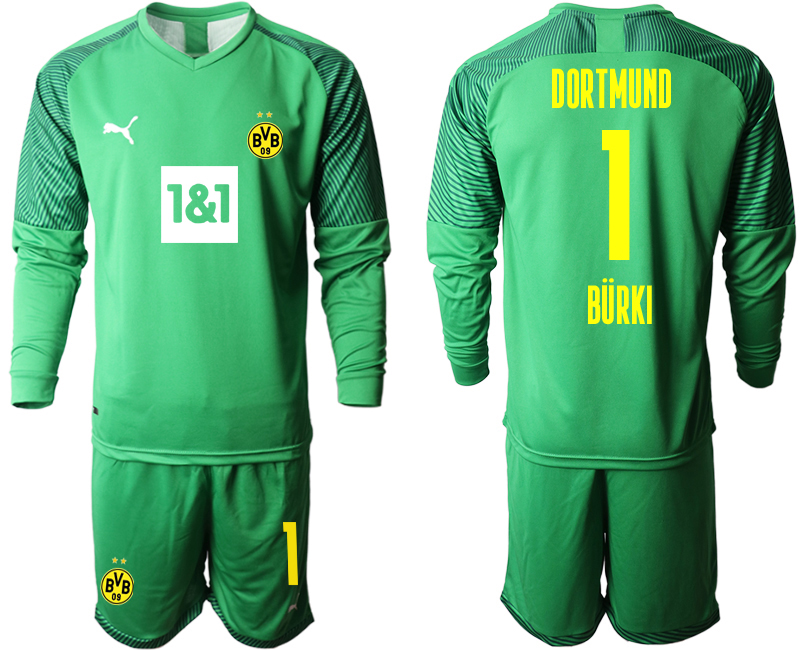 2020-21 Dortmund green goalkeeper 1# BURKI long sleeve soccer jerseys