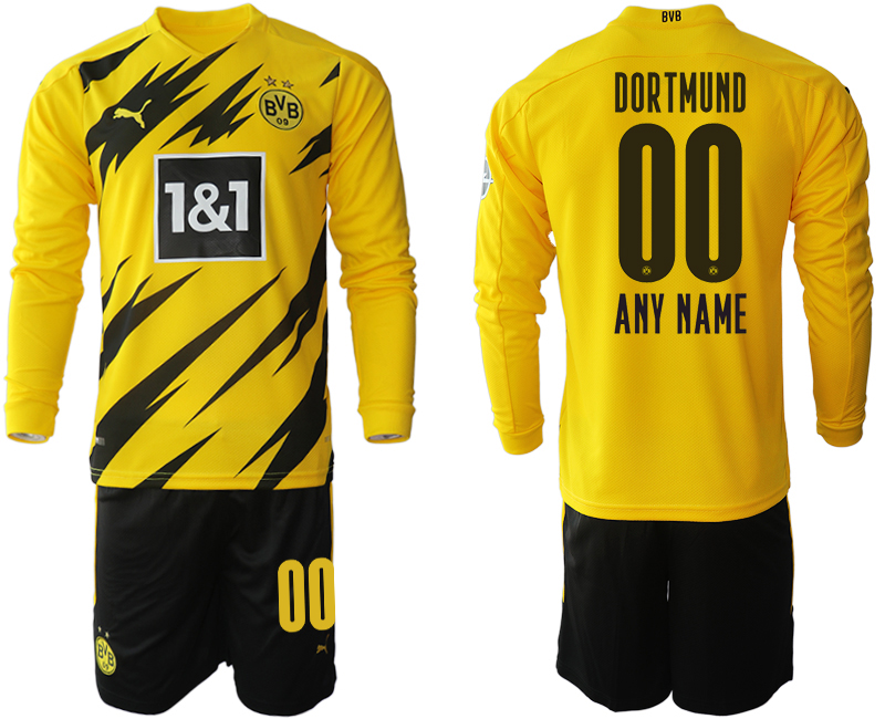 2020-21 Dortmund home any name custom long sleeve soccer jerseys