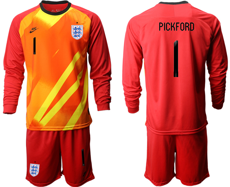 2020-21 England red goalkeeper 1# PICKFORD long sleeve soccer jerseys