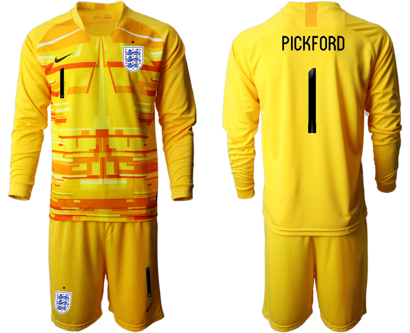 2020-21 England yellow goalkeeper 1# PICKFORD  long sleeve soccer jerseys