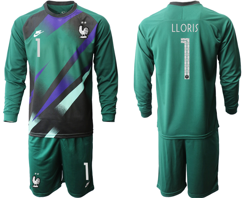 2020-21 France Dark green goalkeeper 1# LLORIS long sleeve soccer jerseys