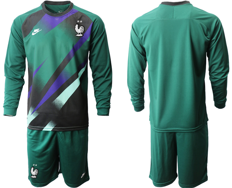 2020-21 France Dark green goalkeeper long sleeve soccer jerseys