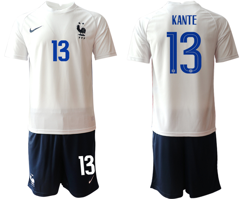 2020-21 France away 13# KANTE white soccer jerseys