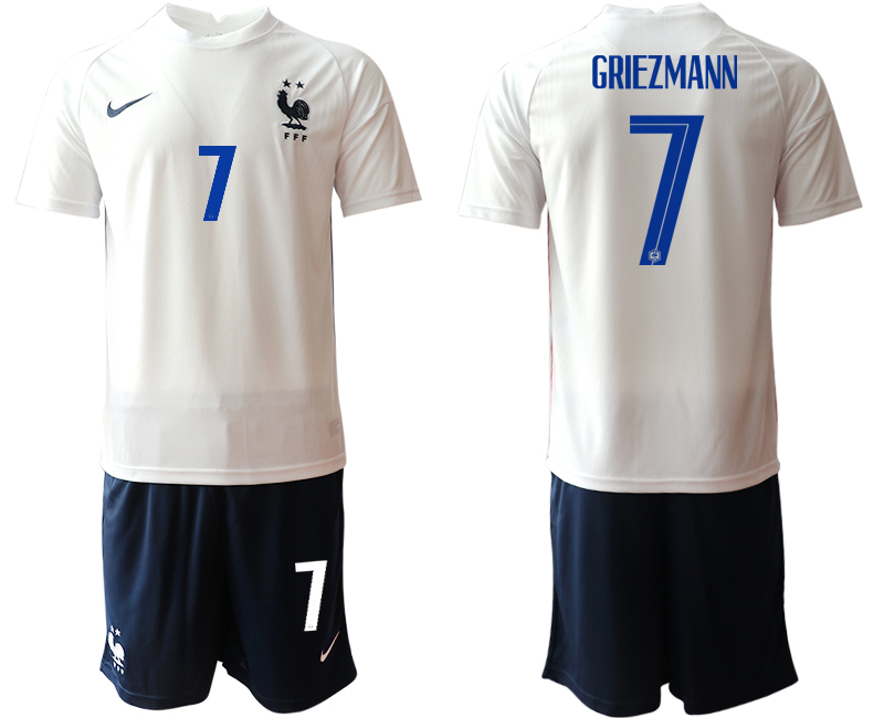 2020-21 France away 7# GRIEZMANN white soccer jerseys