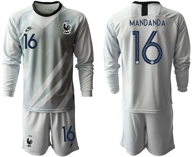 2020-21 France gray goalkeeper 16# MANDANDA long sleeve soccer jerseys.