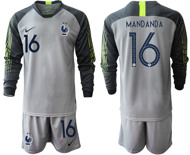 2020-21 France gray goalkeeper 16# MANDANDA long sleeve soccer jerseys