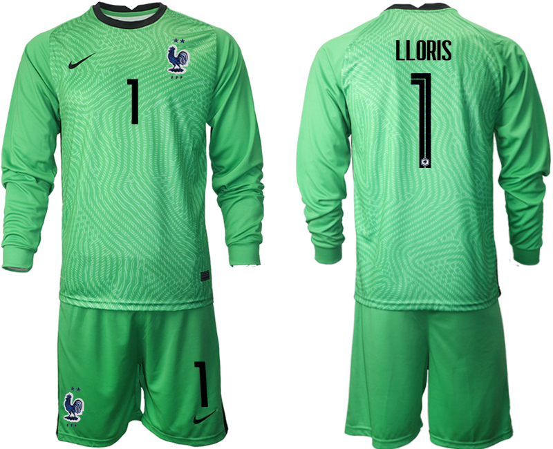 2020-21 France green goalkeeper 1# LLORIS long sleeve soccer jerseys