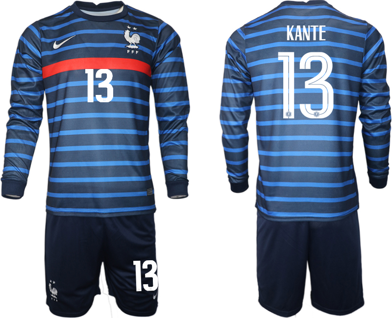 2020-21 France home 13# KANTE long sleeve soccer jerseys