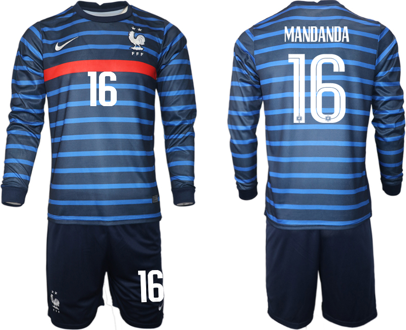 2020-21 France home 16# MANDANDA long sleeve soccer jerseys