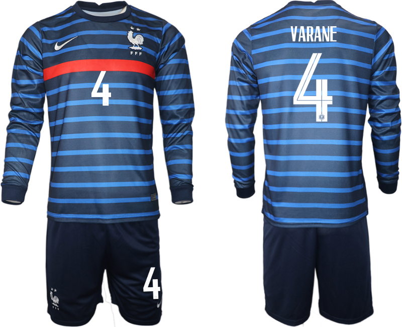 2020-21 France home 4# VARANE long sleeve soccer jerseys