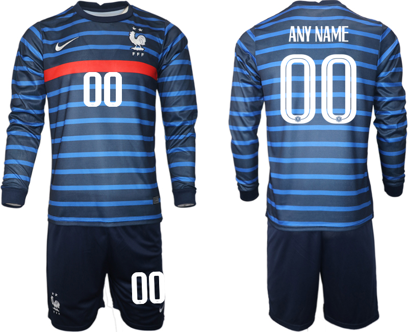 2020-21 France home any name custom long sleeve soccer jerseys