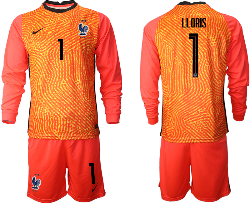 2020-21 France red goalkeeper 1# LLORIS long sleeve soccer jerseys