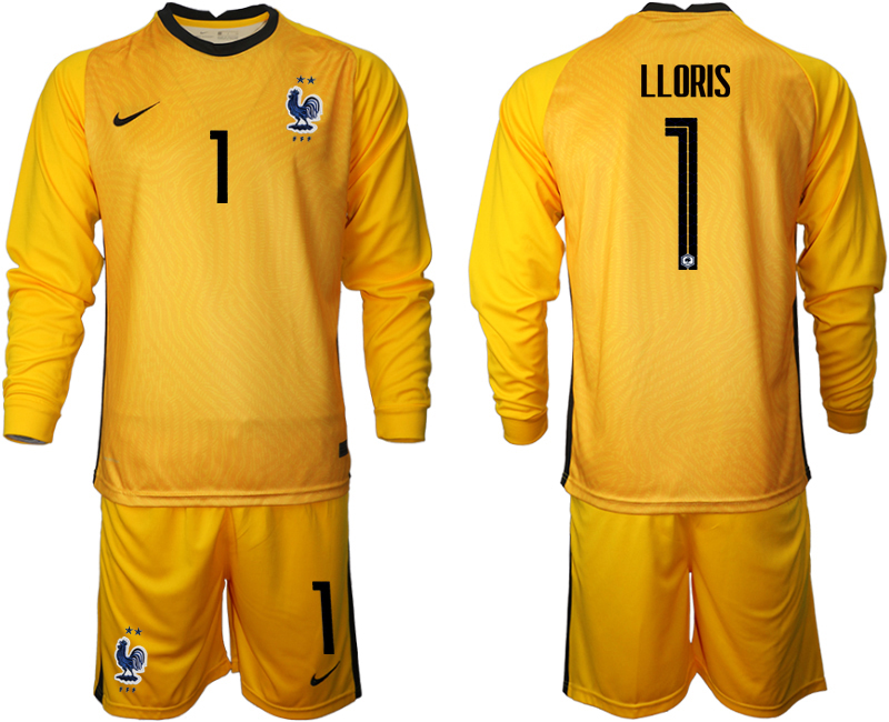 2020-21 France yellow goalkeeper 1# LLORIS long sleeve soccer jerseys