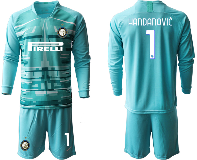 2020-21 Inter Milan lake blue goalkeeper 1# HANDANOVIC long sleeve soccer jerseys.