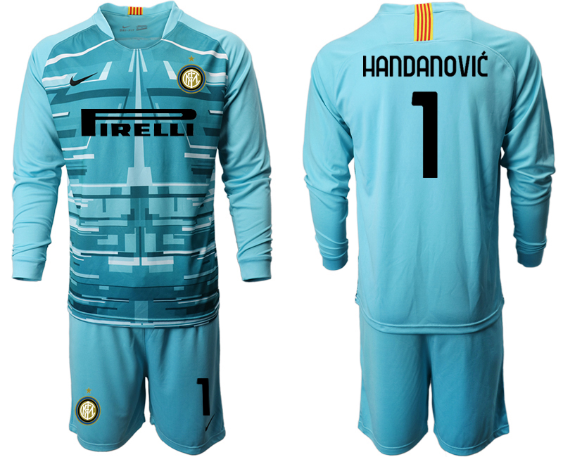 2020-21 Inter Milan lake blue goalkeeper 1# HANDANOVIC long sleeve soccer jerseys