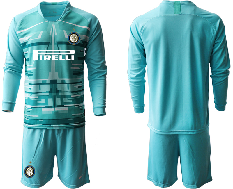 2020-21 Inter Milan lake blue goalkeeper long sleeve soccer jerseys.