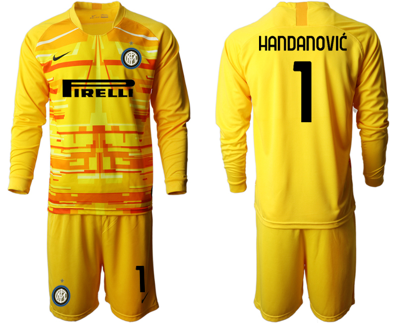 2020-21 Inter Milan yellow goalkeeper 1# HANDANOVIC long sleeve soccer jerseys