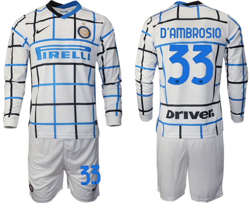 2020-21 Inter milan away 33# D'AMBROSIO long sleeve soccer jerseys