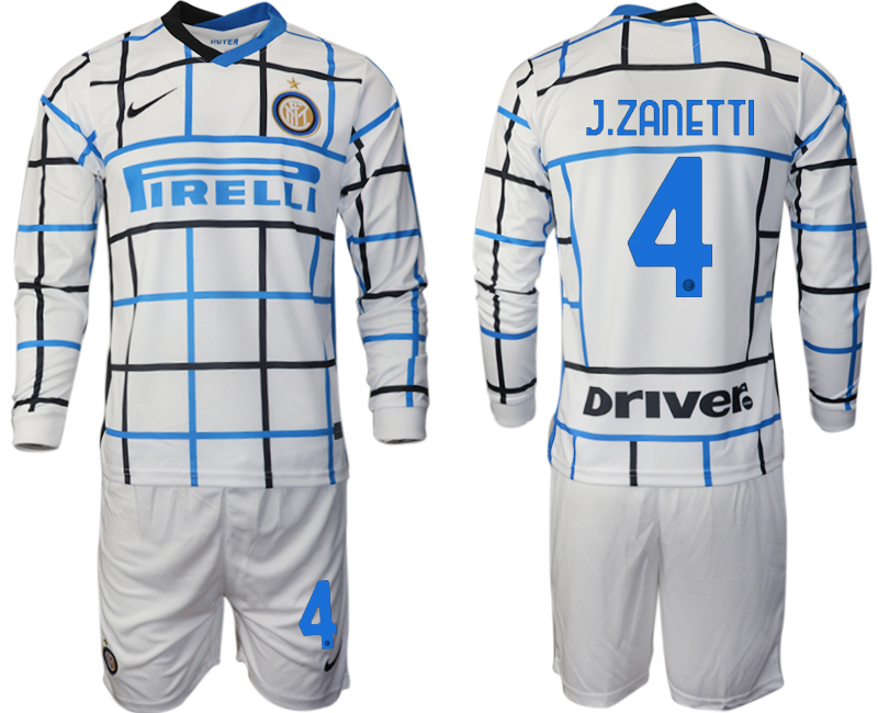 2020-21 Inter milan away 4# J.ZANETTI long sleeve soccer jerseys