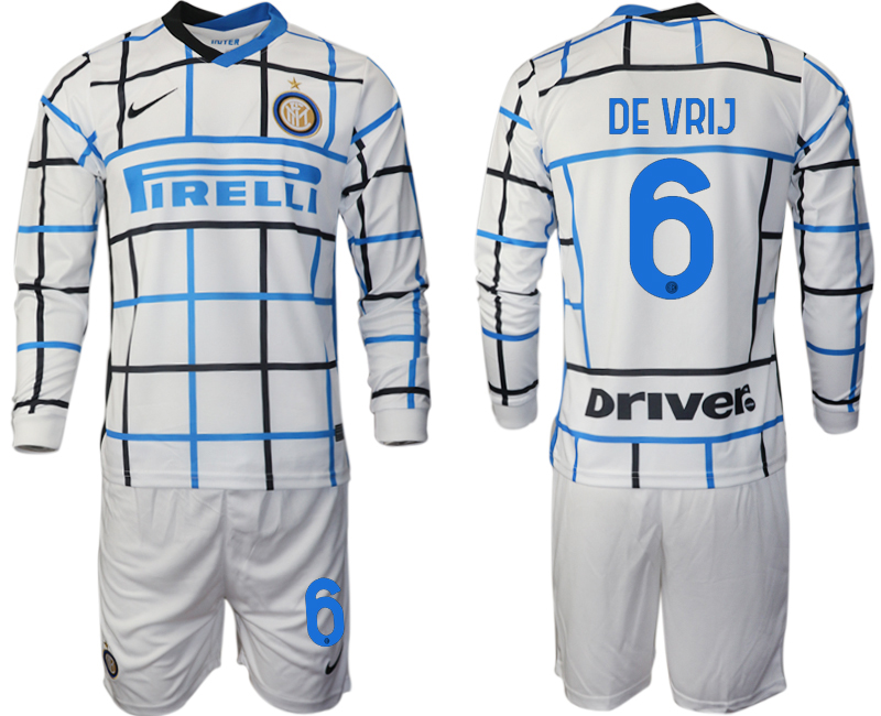 2020-21 Inter milan away 6# DE VRIJ long sleeve soccer jerseys