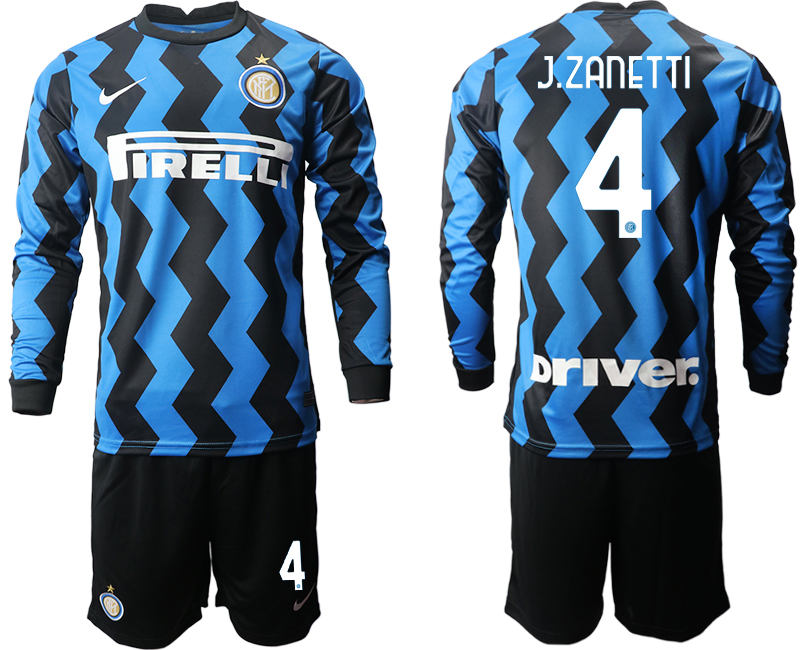 2020-21 Inter milan home 4# J.ZANETTI long sleeve soccer jerseys