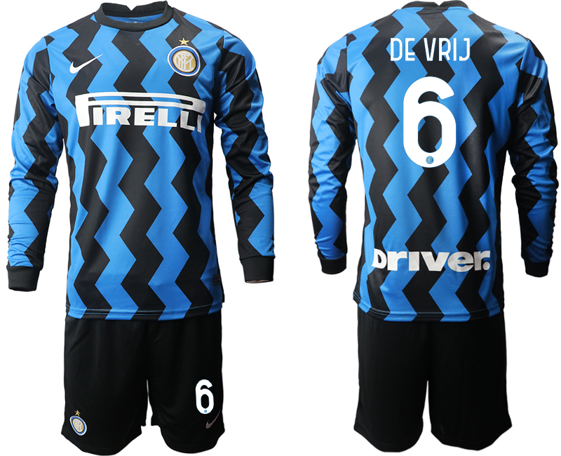 2020-21 Inter milan home 6# DE VRIJ long sleeve soccer jerseys