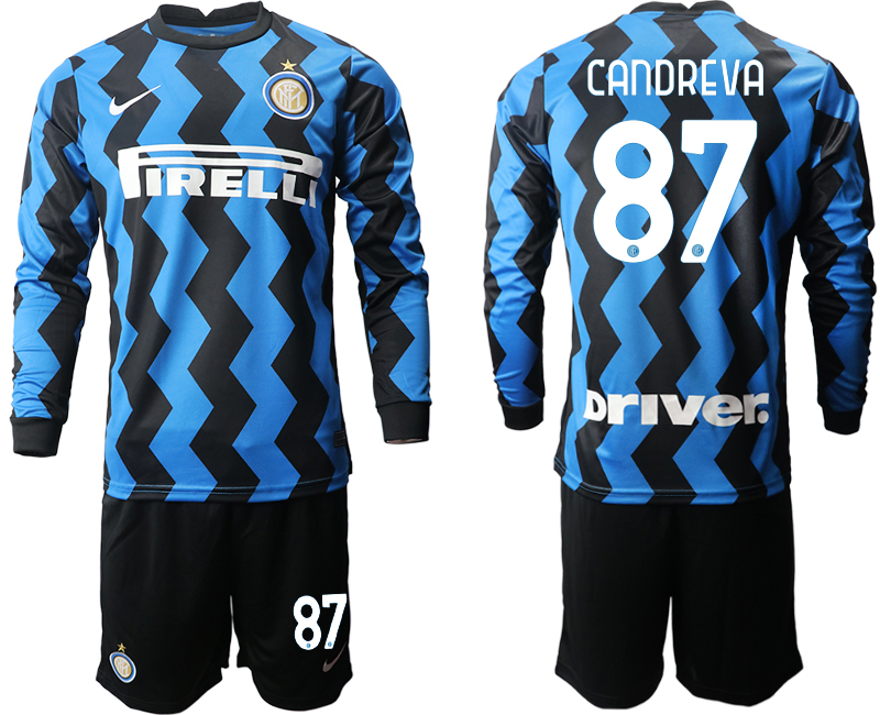 2020-21 Inter milan home 87# CANDREVA long sleeve soccer jerseys