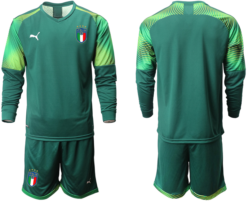 2020-21 Italy Dark green goalkeeper long sleeve soccer jerseys