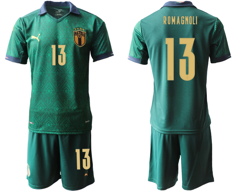 2020-21 Italy away 13# ROMAGNOLI Dark green soccer jerseys