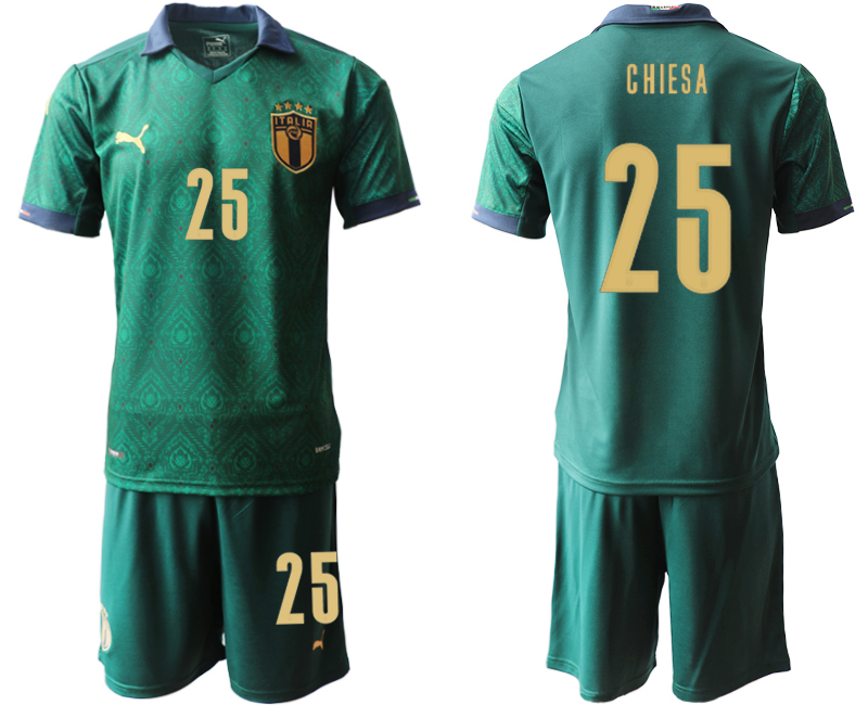 2020-21 Italy away 25# CHIESA Dark green soccer jerseys